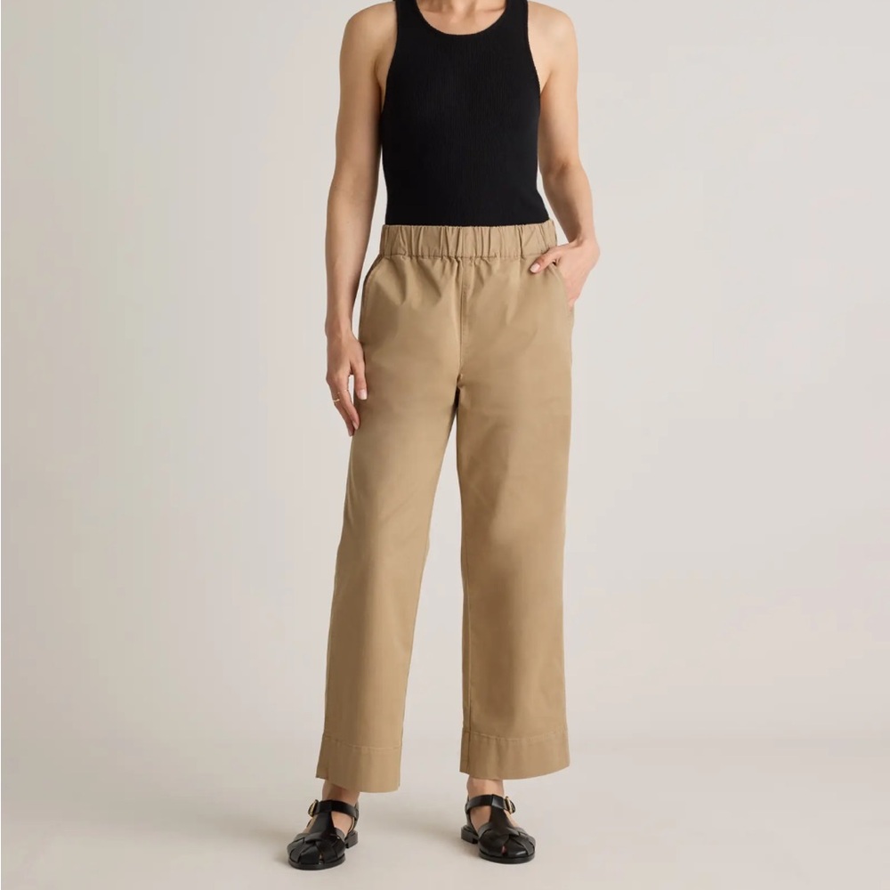 Quince Organic Stretch Cotton Wide Leg Chino Pants